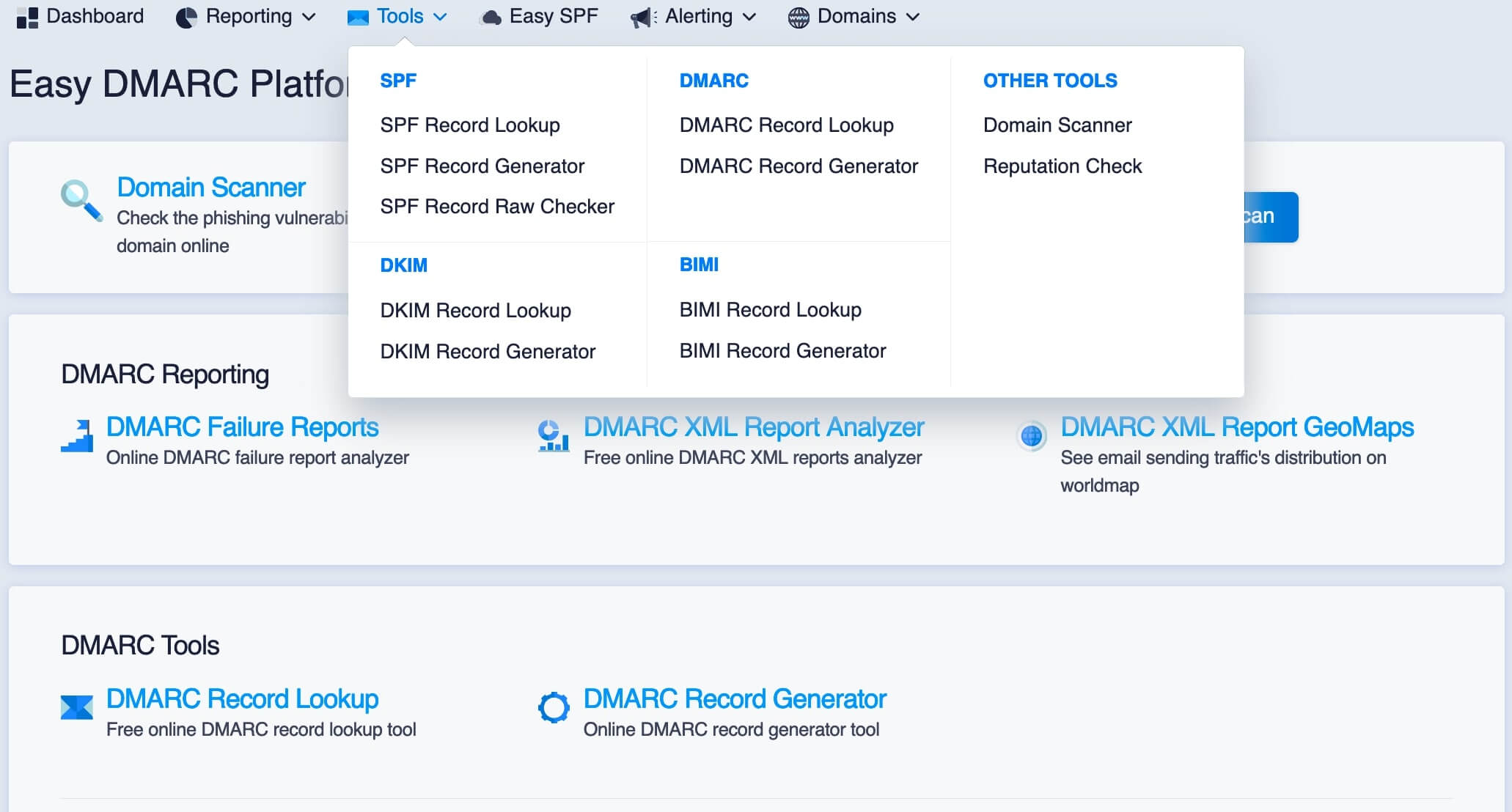 DMARC DKIM SPF deployment free tools