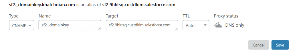 Salesforce_DKIM_CNAME_CloudFlare_DNS