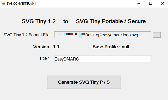 generate a new SVG Tiny P/S
