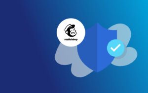Mailchimp logo on a blue background