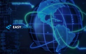 Image of the globe in blue, EasyDMARC logo on the left side