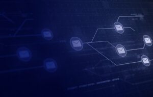 8 email envelop images on a dark-blue background