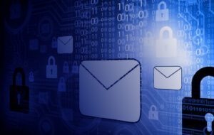 Email images on a blue background