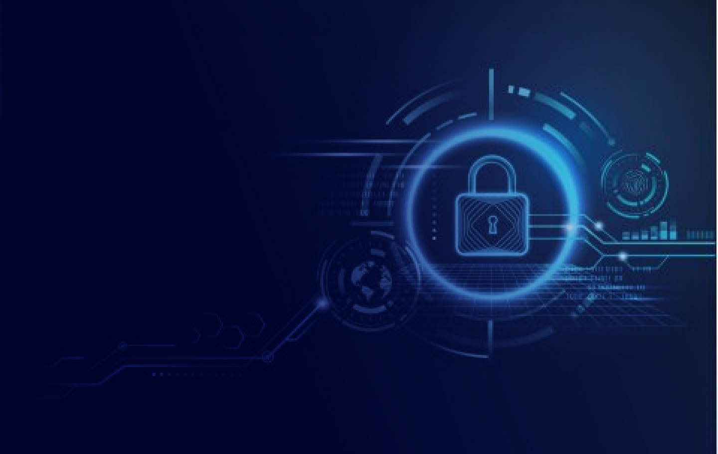 A lock image on a blue background