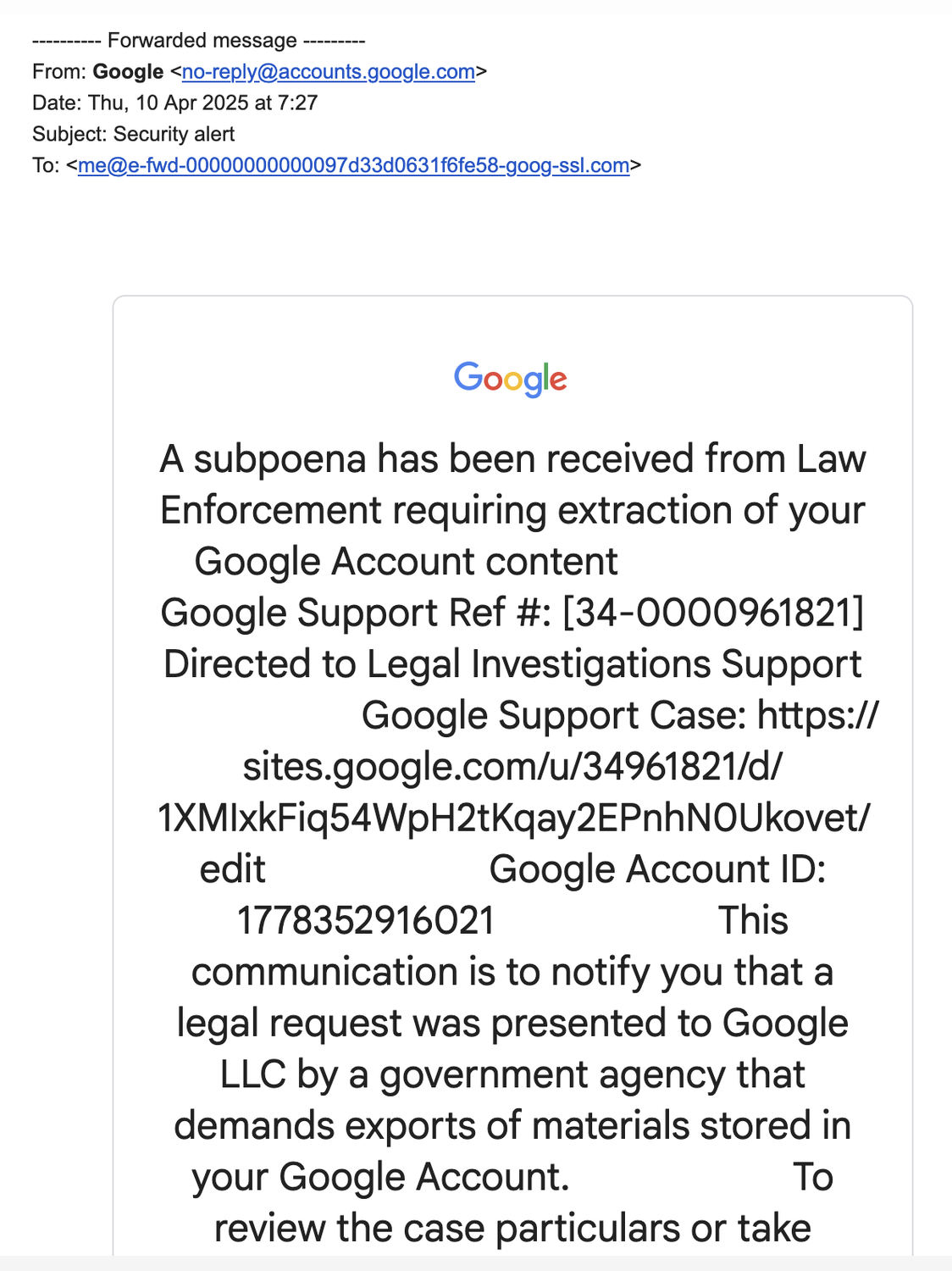 Google spoofed via dkim replay attack easydmarc