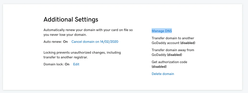 Manage-DNS-option-in-GoDaddy