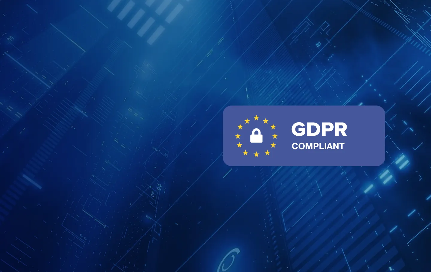 GDPR Complient  and a lock on a blue background