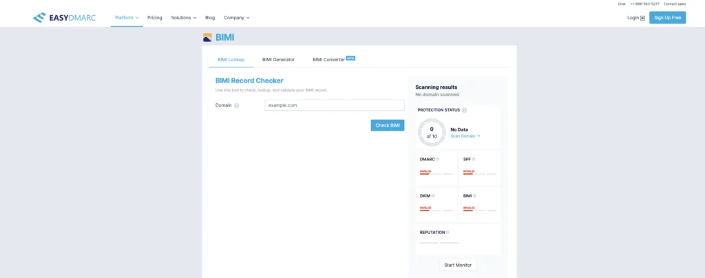 BIMI Checker screenshot from EasyDMARC