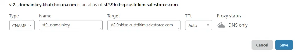 Salesforce_DKIM_CNAME_CloudFlare_DNS
