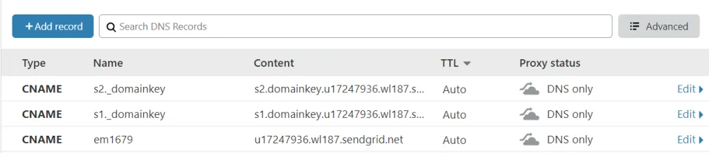 CloudFlare-DNS-Sendgrid-SPF-DKIM-DMARC-Authentication