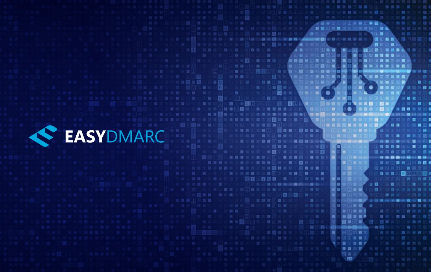 A big key image on the right side of the picture, EasyDMARC logo on the left side