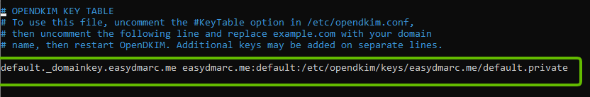 sudo nano /etc/opendkim/KeyTable