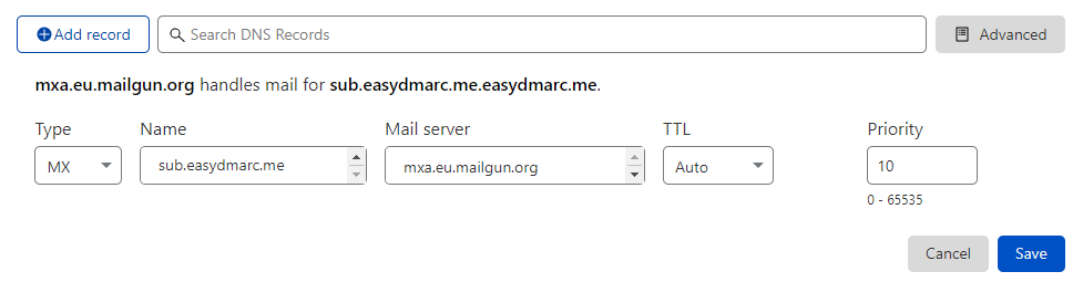 Adding MX to Mailgun