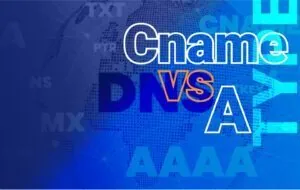 Cname vs A written on a blue background
