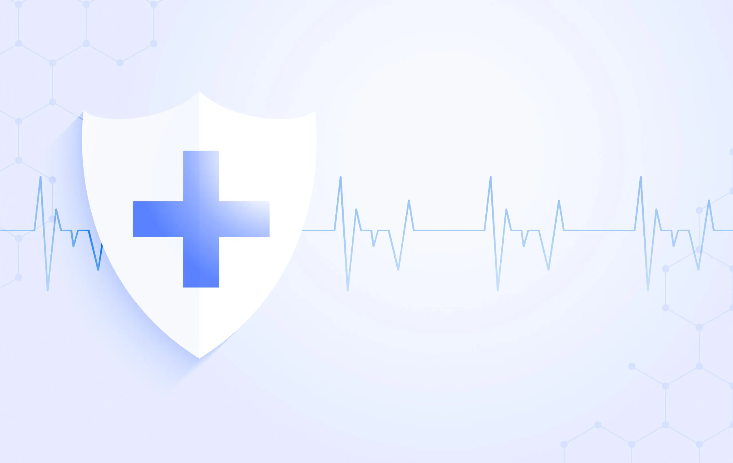 A featured image for HIPAA Compliant Cloud Services for Healthcare. Shield and cross denoting healthcare and a cardiogram on the background.