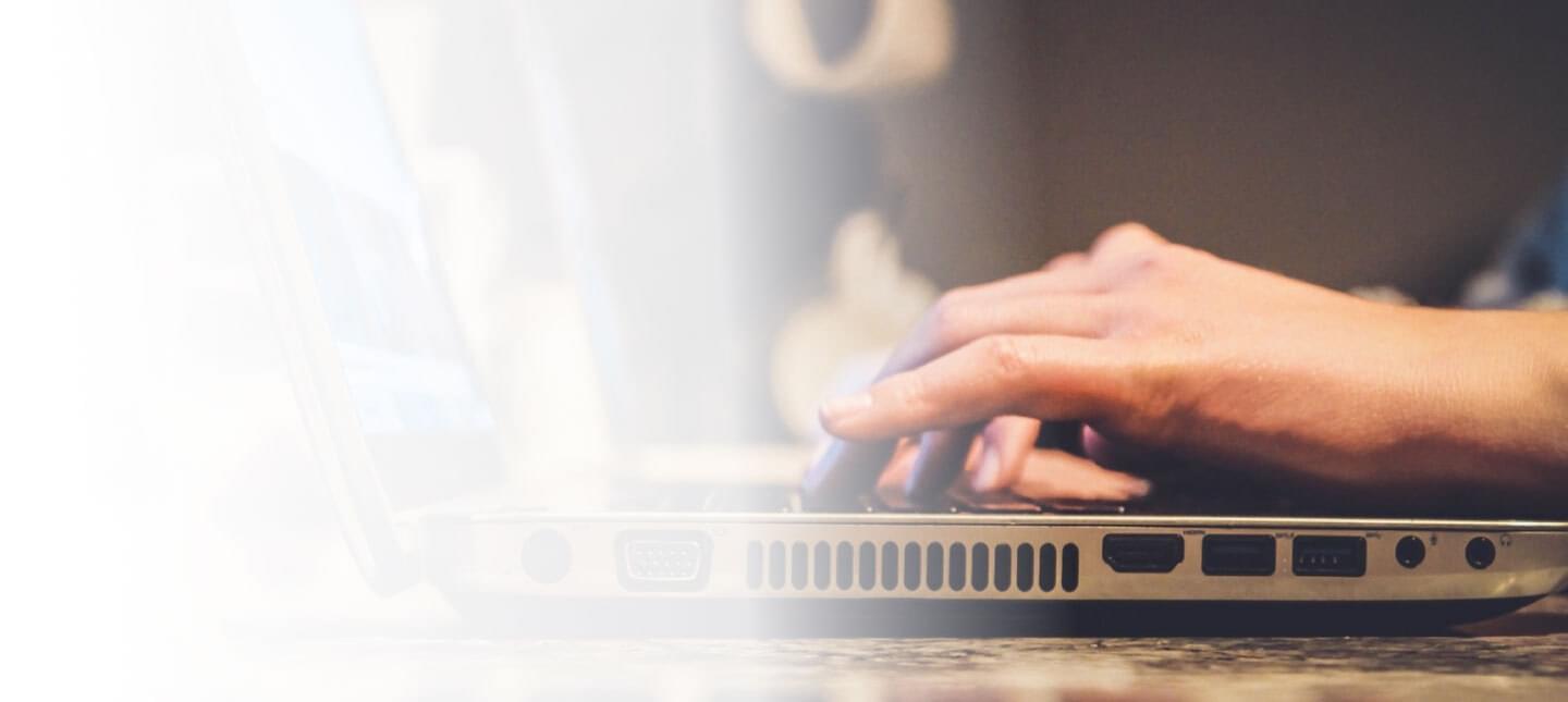 Hands on laptop